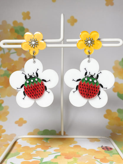 Petit Berry Ladybug Drop Earrings