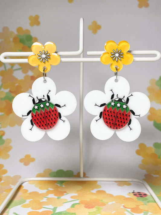 Petit Berry Ladybug Drop Earrings