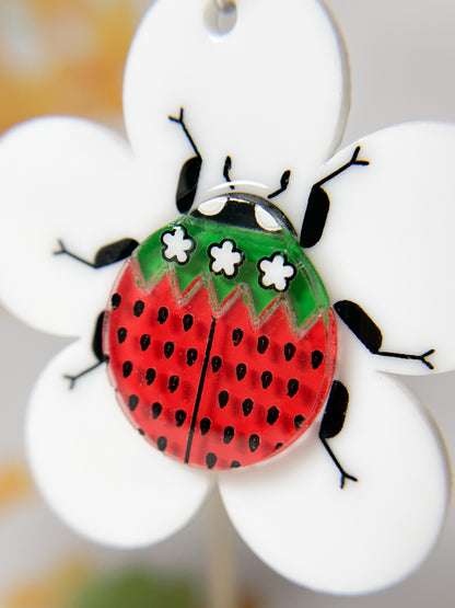 Petit Berry Ladybug Drop Earrings