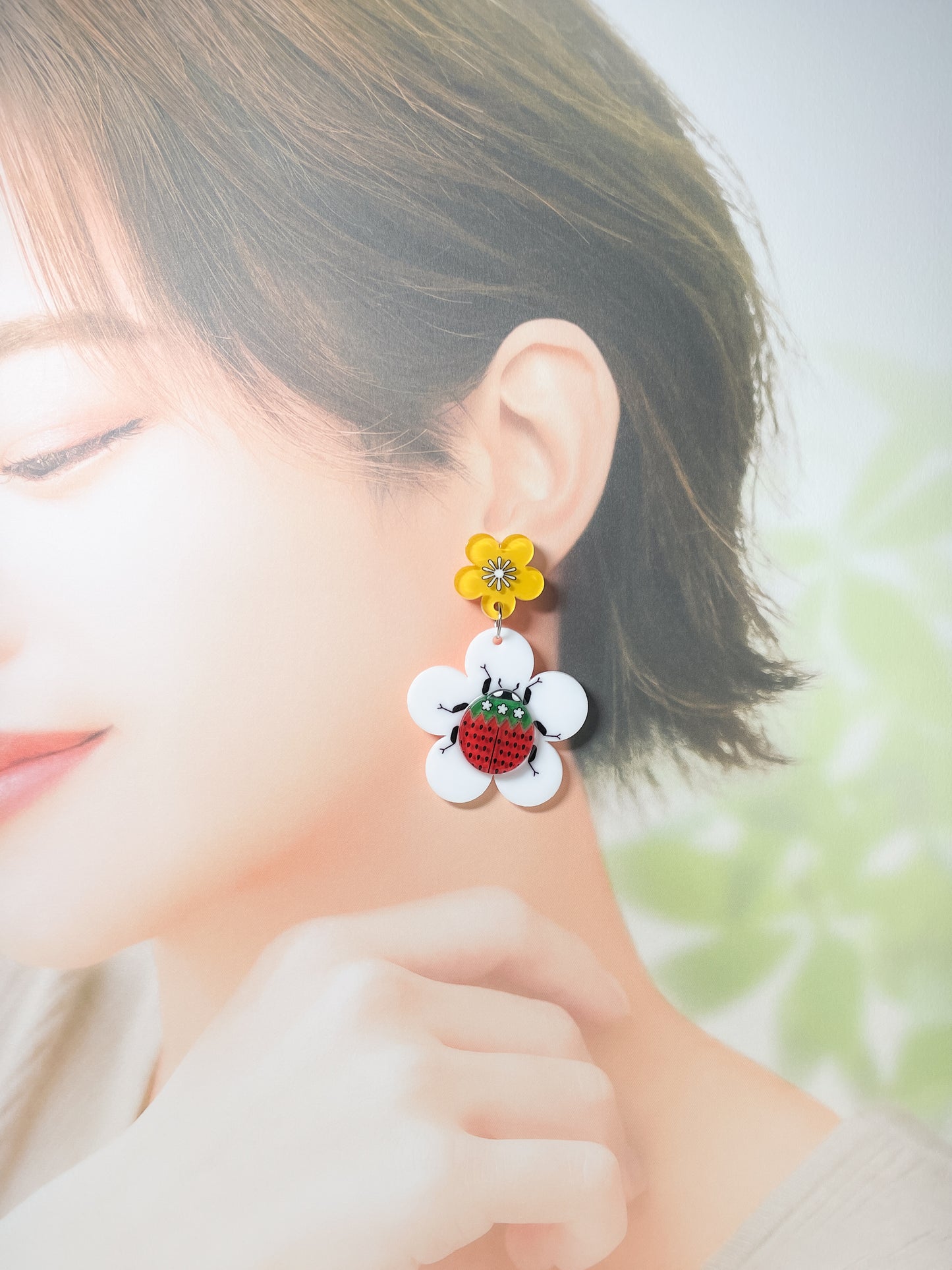 Petit Berry Ladybug Drop Earrings