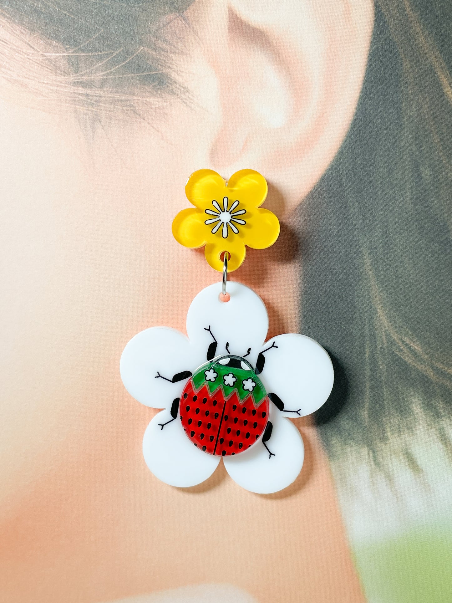 Petit Berry Ladybug Drop Earrings