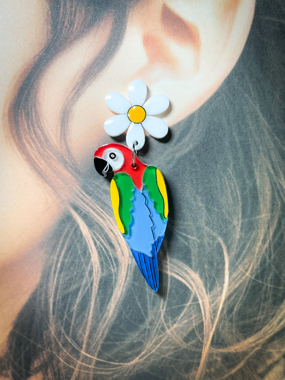 Tropical Parrot Party Drop Earrings