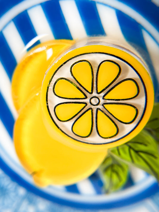 Mediterranean Zest Brooch — Garnished with fresh lemon —