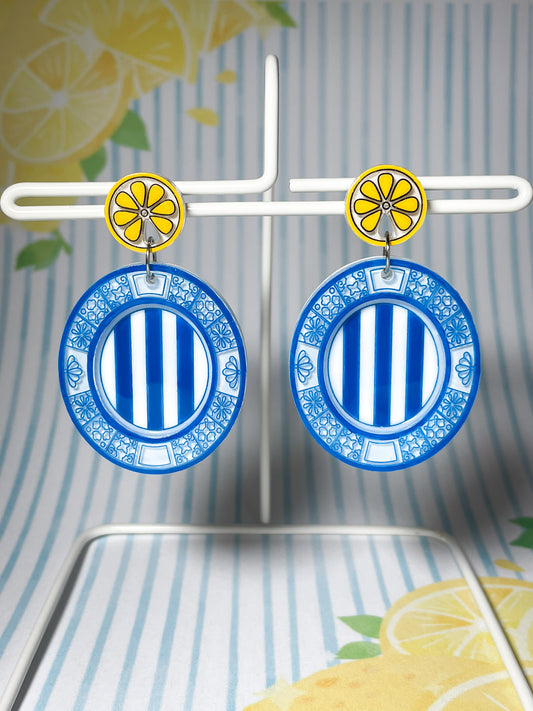 Mediterranean Zest Drop Earrings — Topped with fresh lemon —