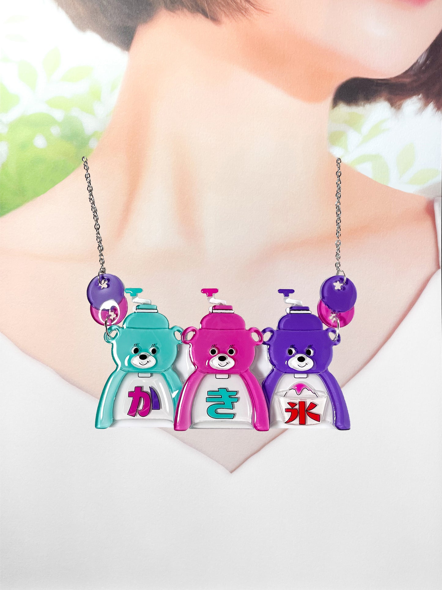 Bear Shaved Ice Machine Necklace (Blueberry)