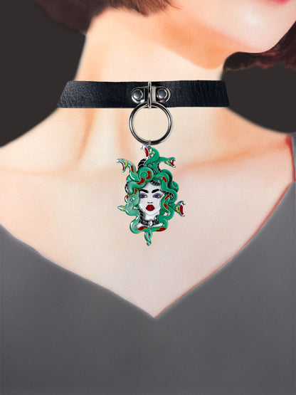 Medusa Necklace (Green Snakes)