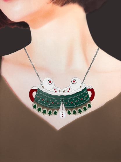 Marshmallow Snowman Hot Chocolate Necklace