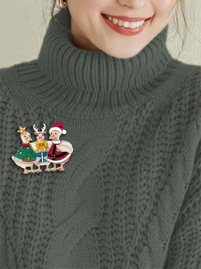 Quack-mas Holiday Trio Brooch