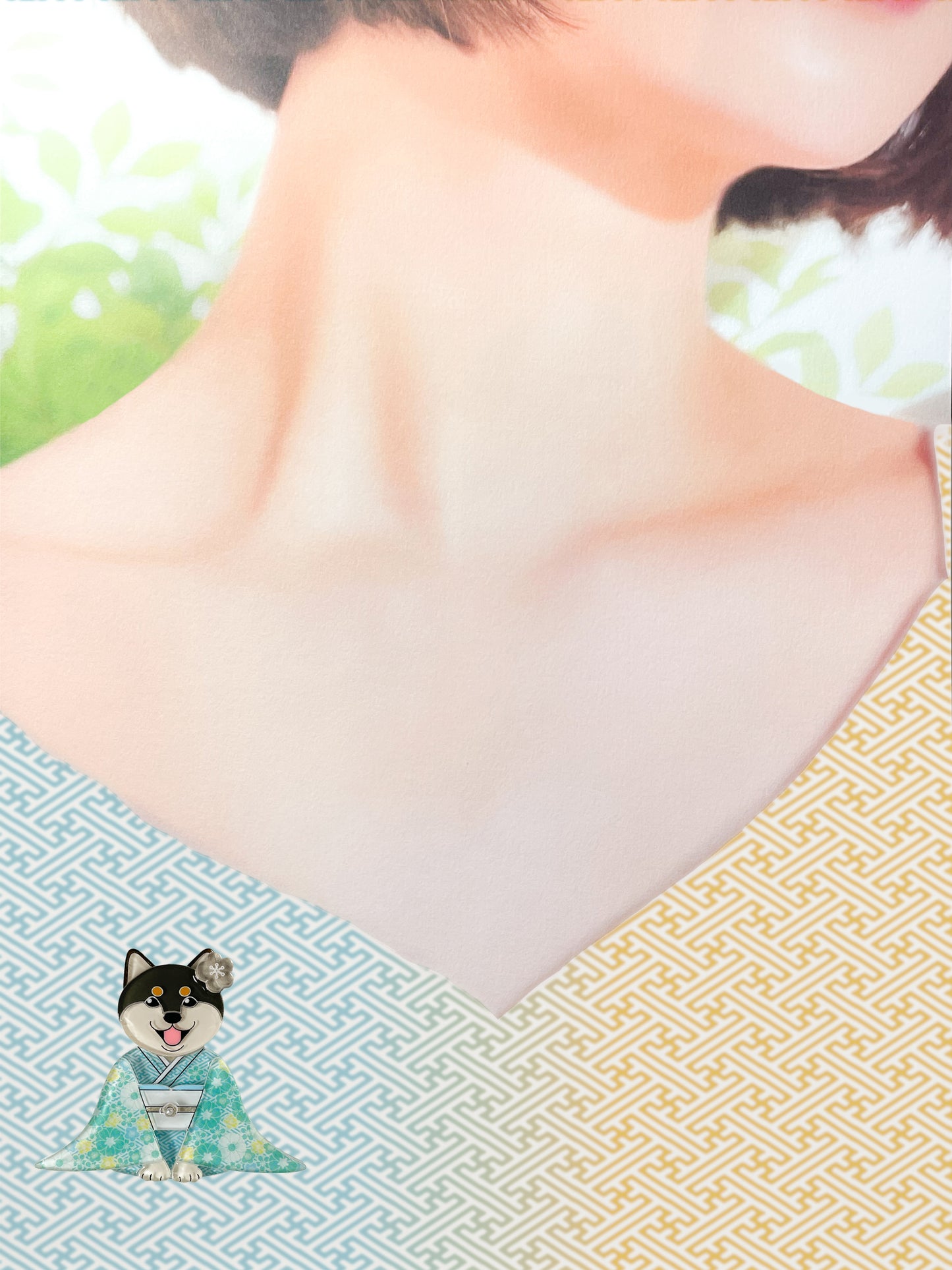 Kimono Shiba Brooch (Black & Tan)