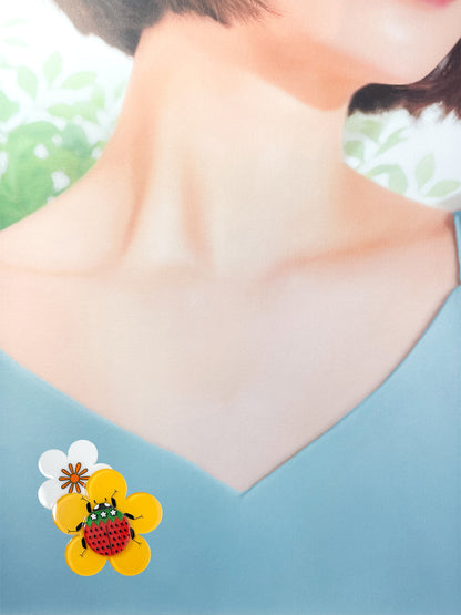 Petit Berry Ladybug Brooch