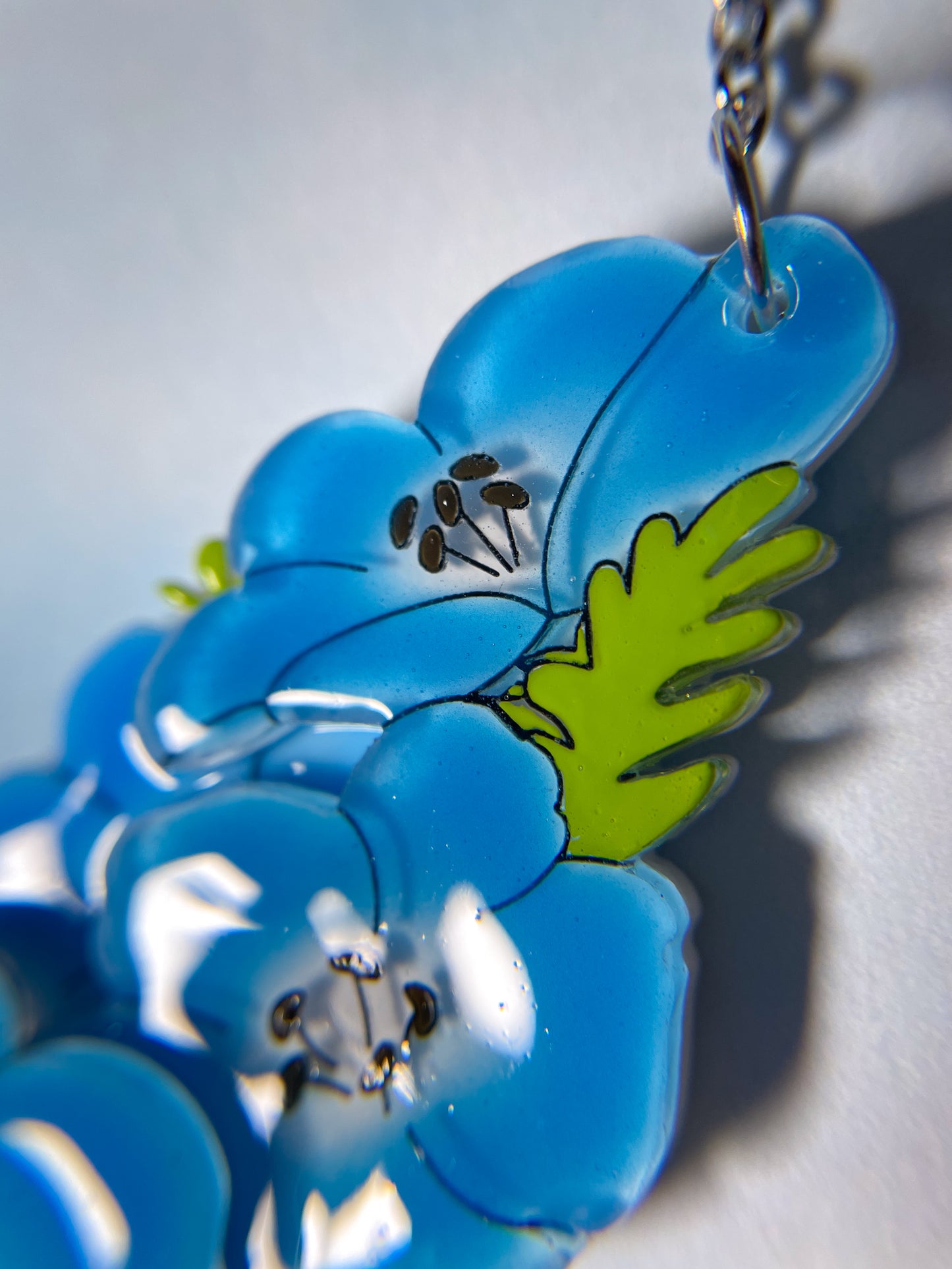 Stained Glass Butterfly Necklace with Anemone