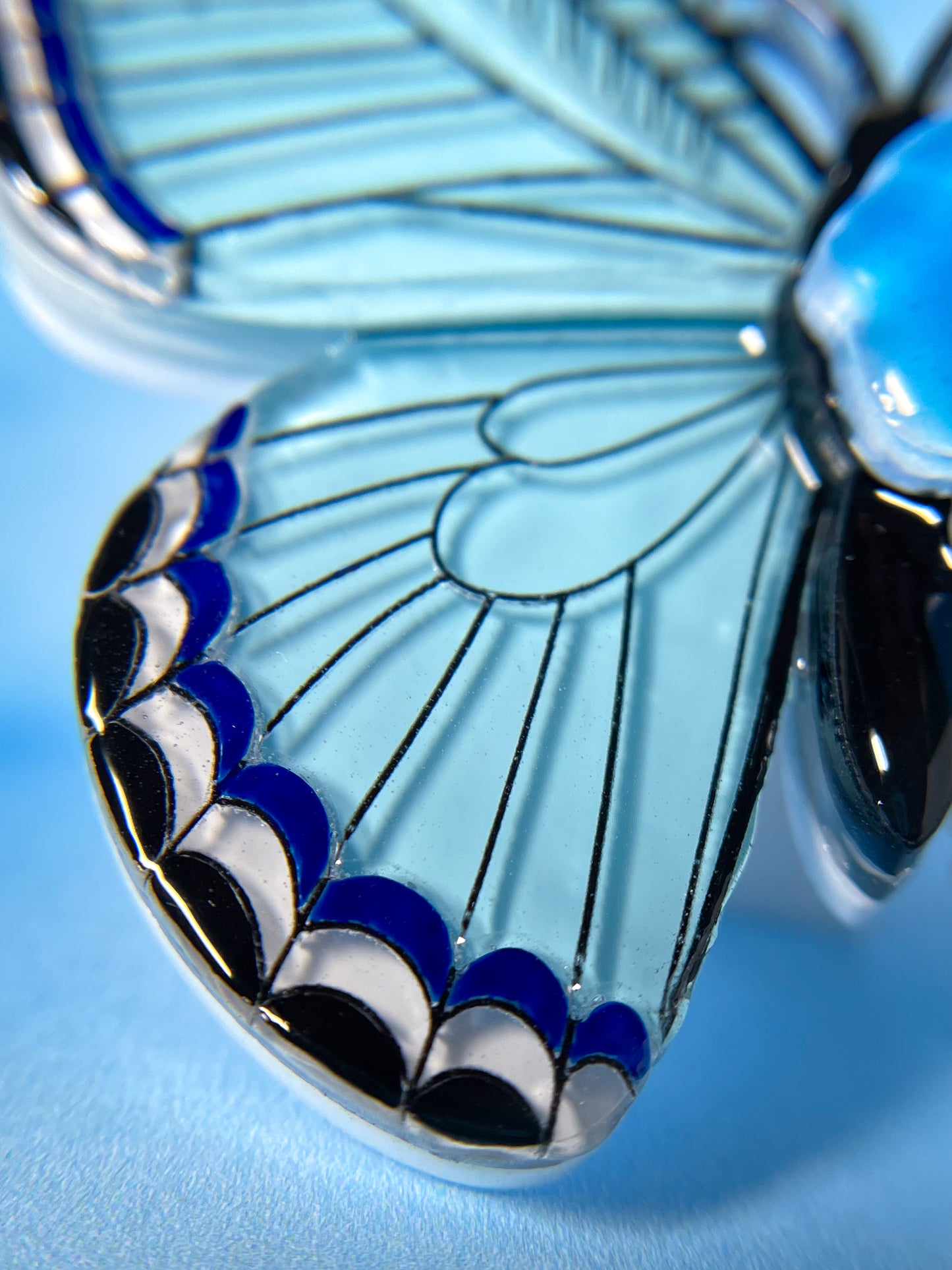 Stained Glass Butterfly Brooch with Anemone