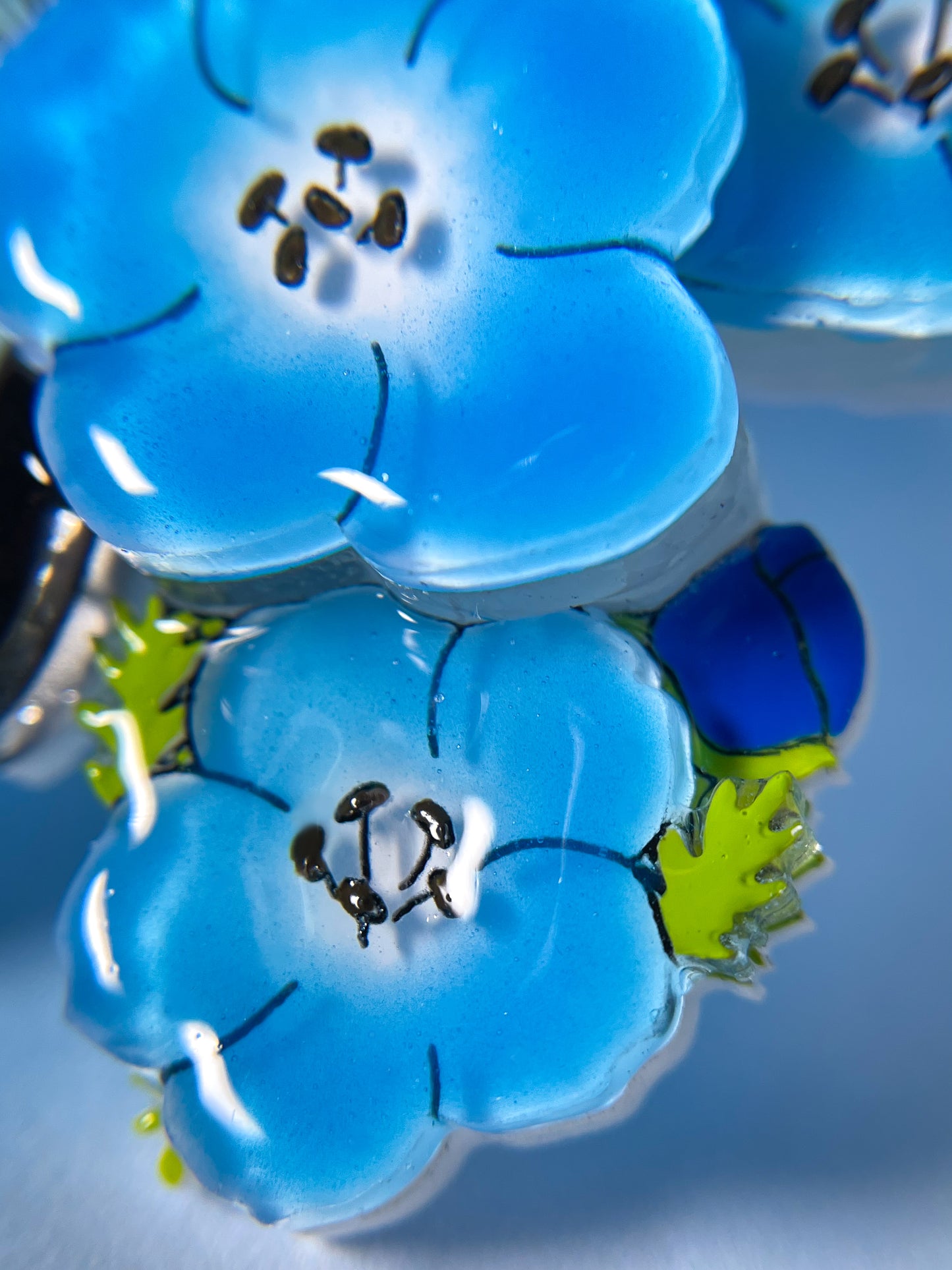 Stained Glass Butterfly Brooch with Anemone