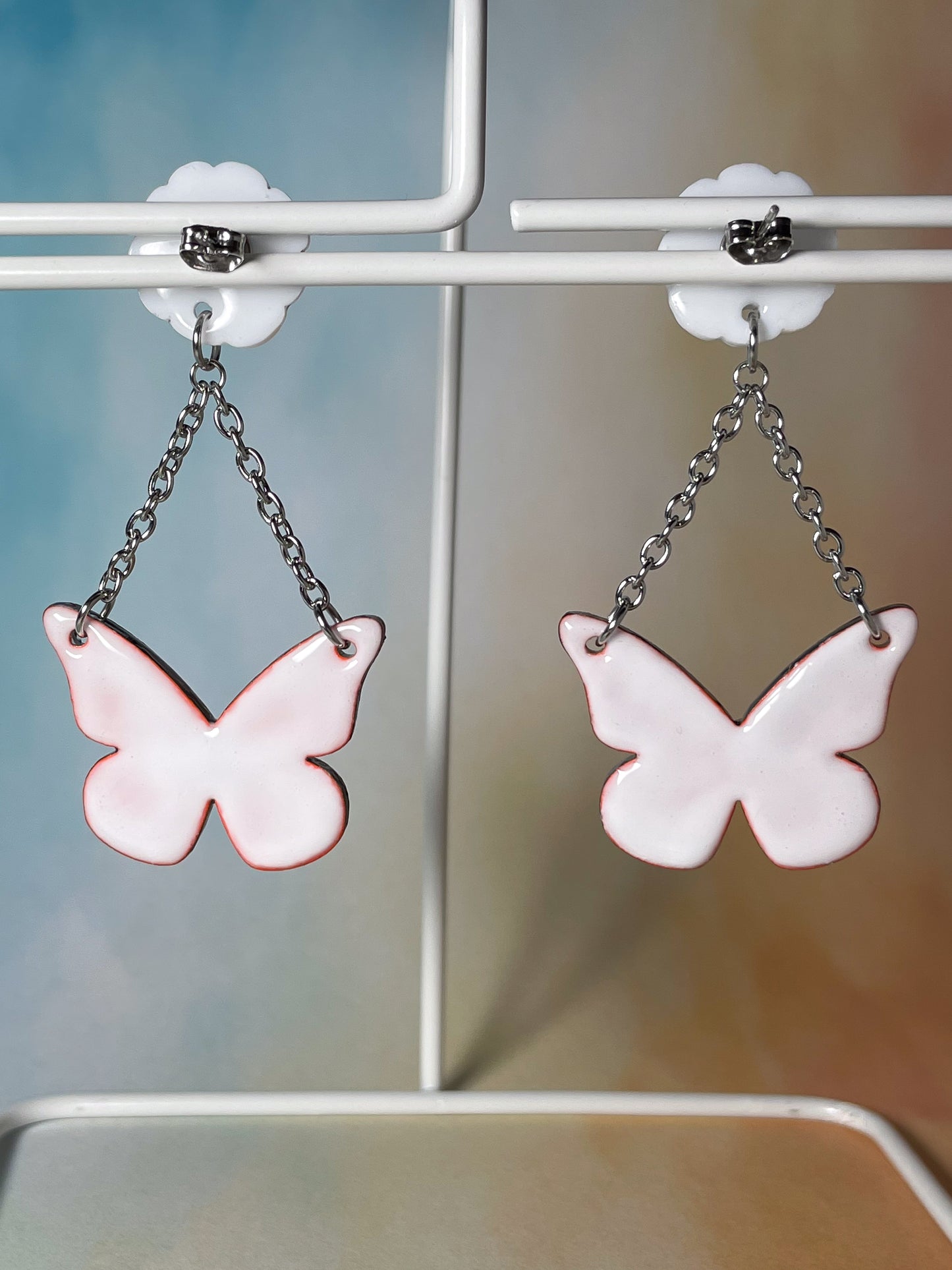 Stained Glass Butterfly Drop Earrings with Margaret