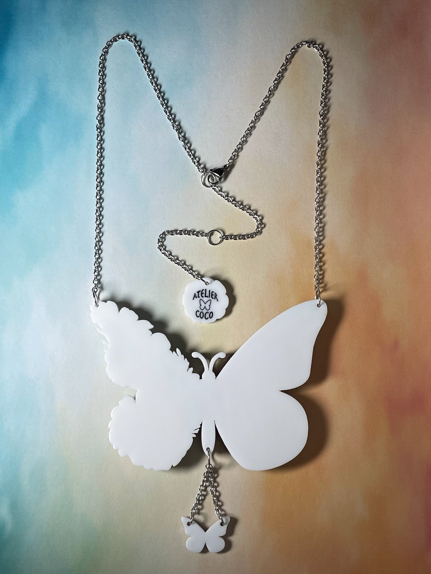 Stained Glass Butterfly Necklace with Margaret