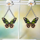Stained Glass Butterfly Drop Earrings with Lily of the Valley