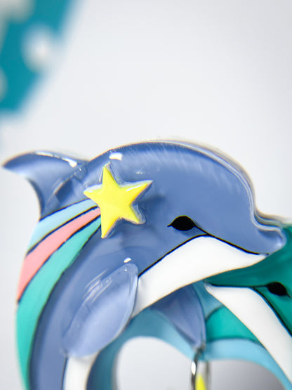 Shooting Star Dolphin Brooch