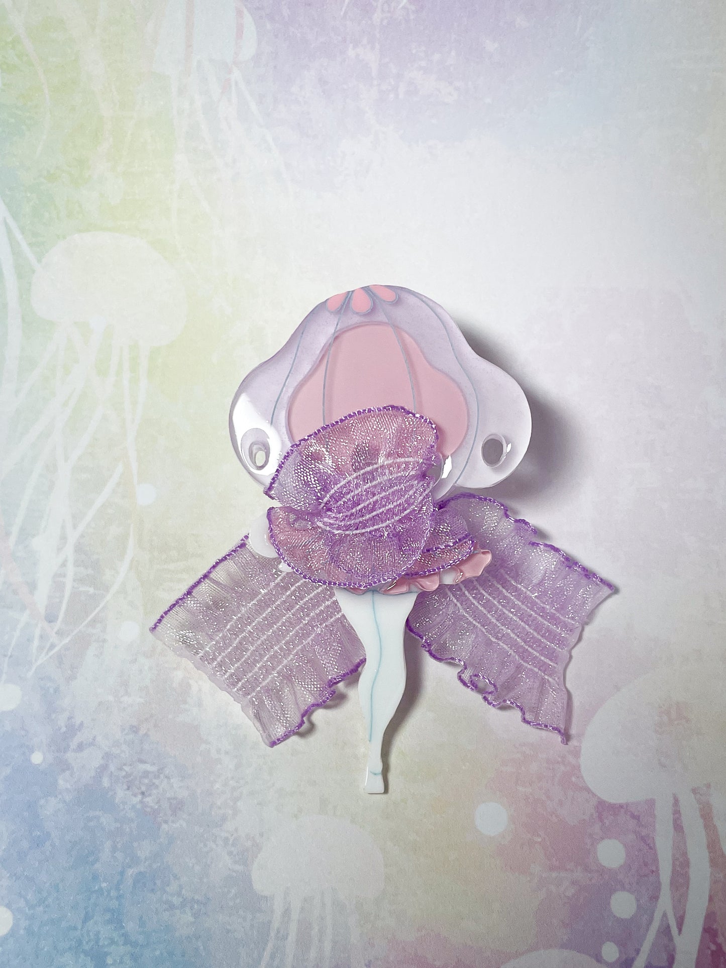 Jellyfish Fairy Brooch(Purple ribbon)