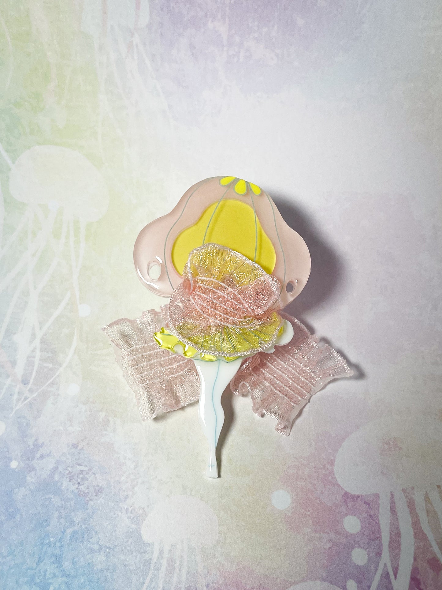 Jellyfish Fairy Brooch(Pink ribbon)