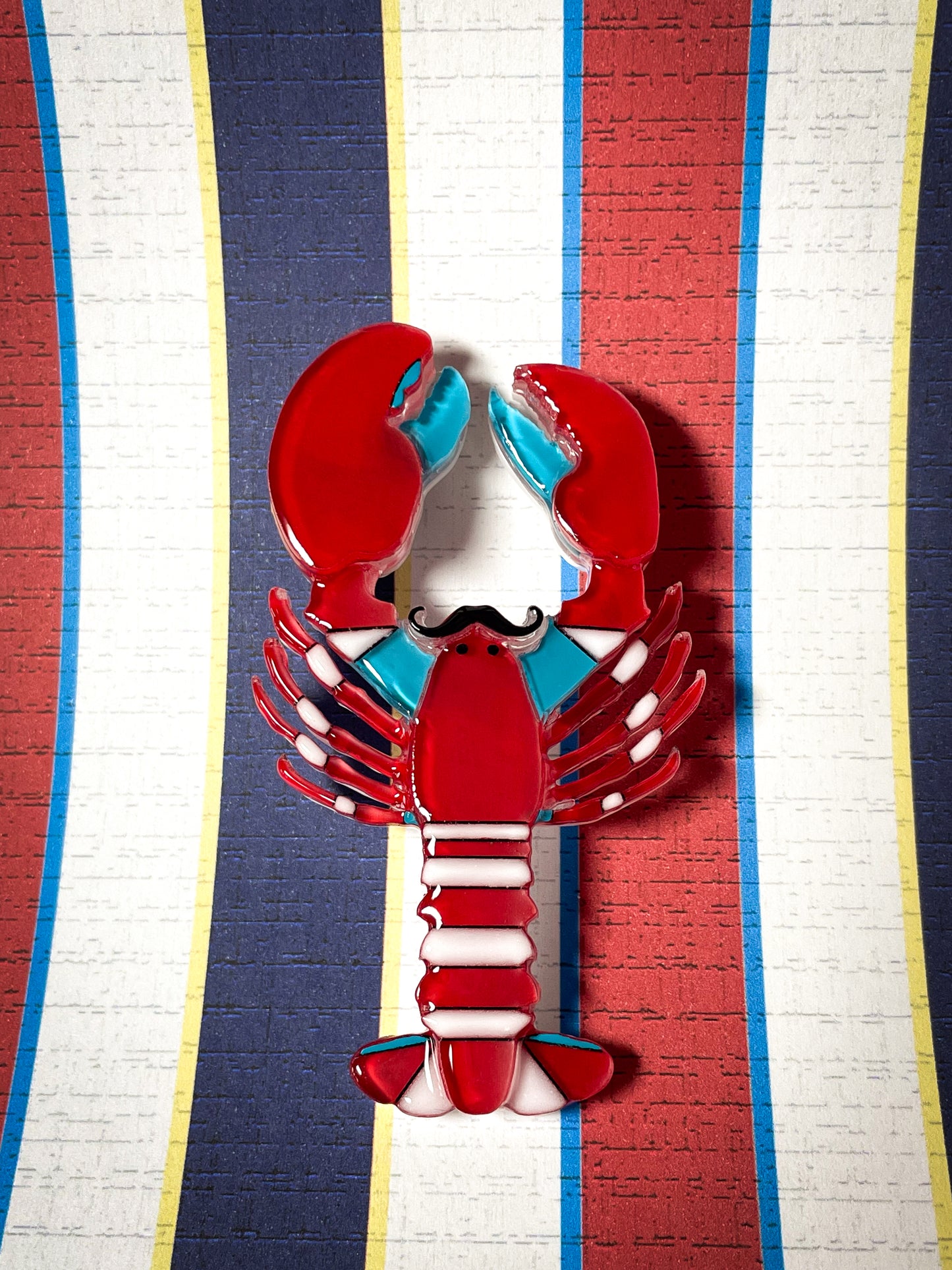 Mustache Lobster Brooch (Red)