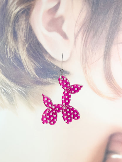 Balloon Dogs Drop Earrings (Pink & Blue)