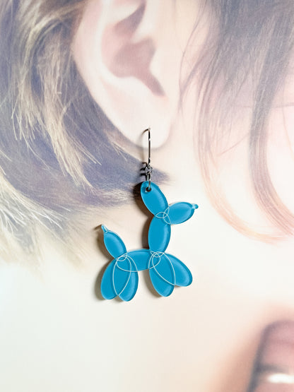 Balloon Dogs Drop Earrings (Pink & Blue)