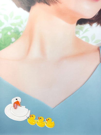 アヒルの親子ブローチ