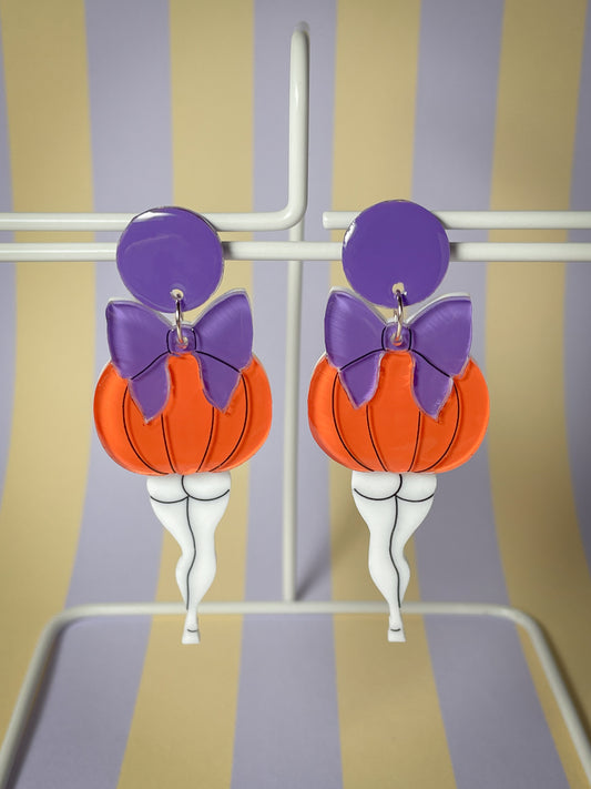 Bootylicious pumpkin drop earrings (Purple)