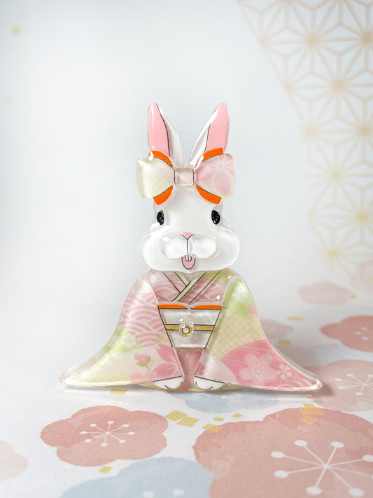 Kimono Rabbit Brooch (Pink)