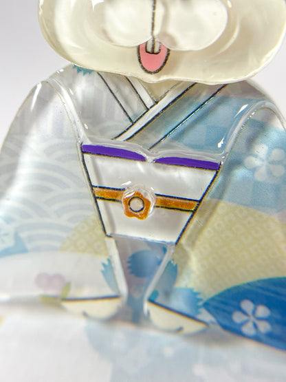 Kimono Rabbit Brooch (Blue)
