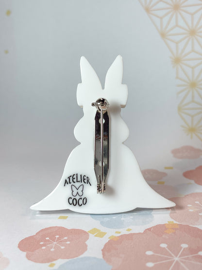 Kimono Rabbit Brooch (Blue)