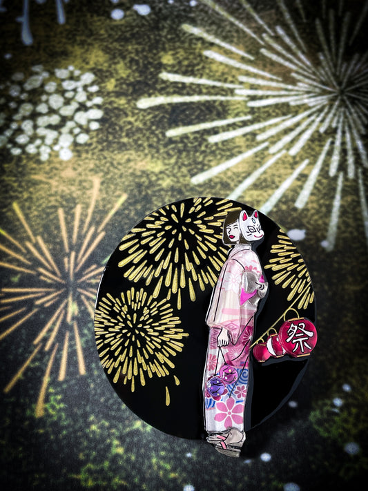 花火大会のブローチ