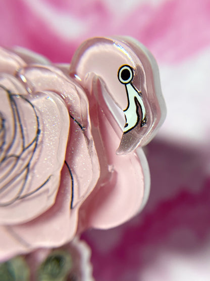 Passionate Rose Flamingo Brooch (Silver)