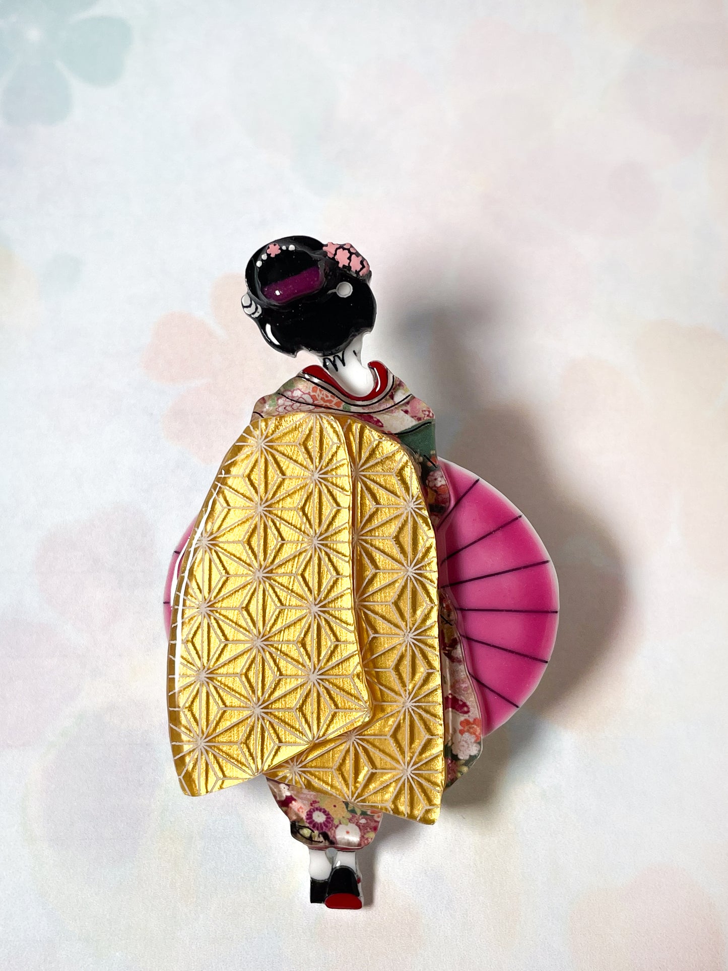 Japanese Maiko Brooch (Gold “darari-no-obi” belt)