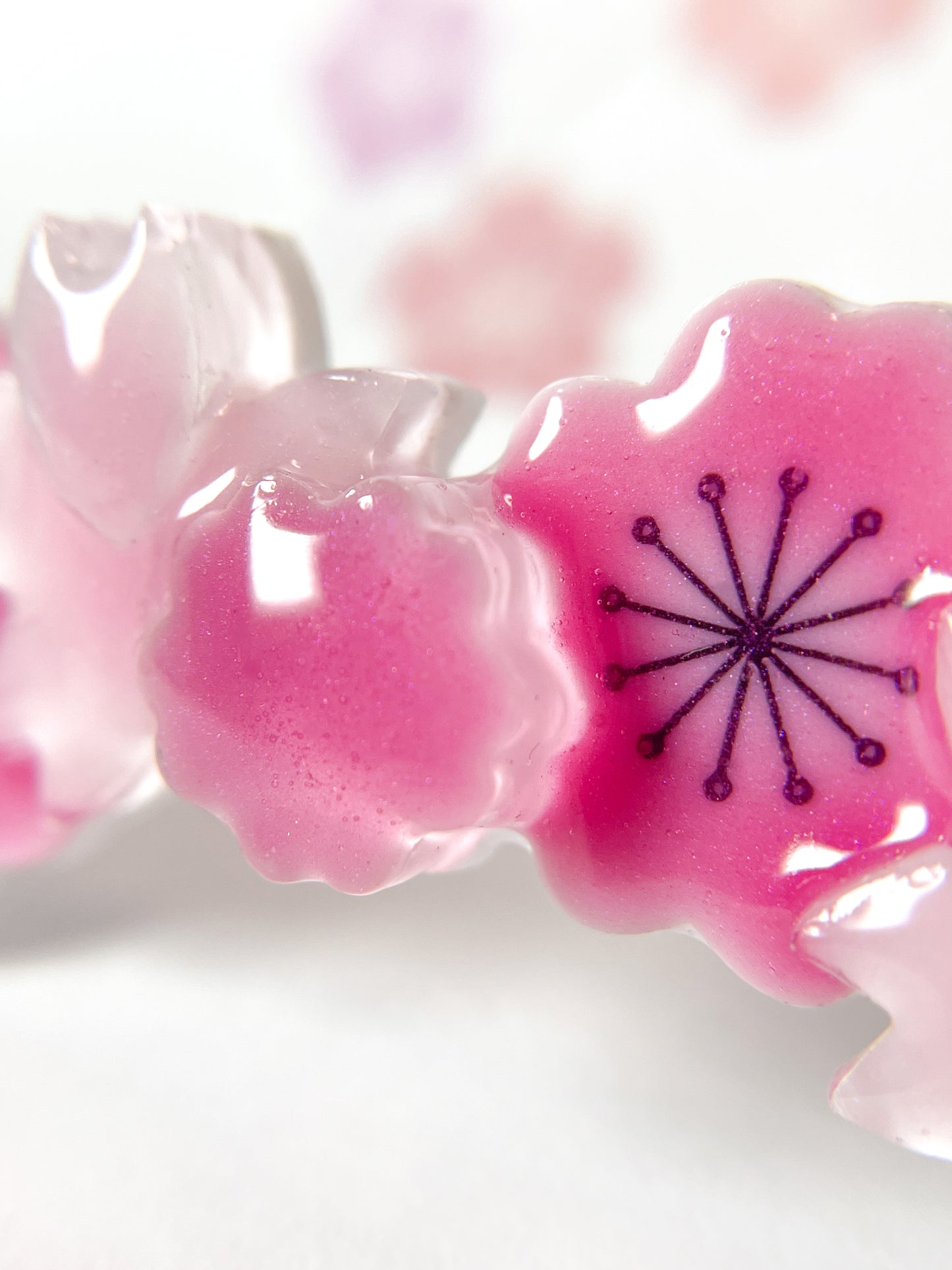 Japanese Cherry Blossom & Japanese Hemp Leaf Pattern Hair Clips (Pink)