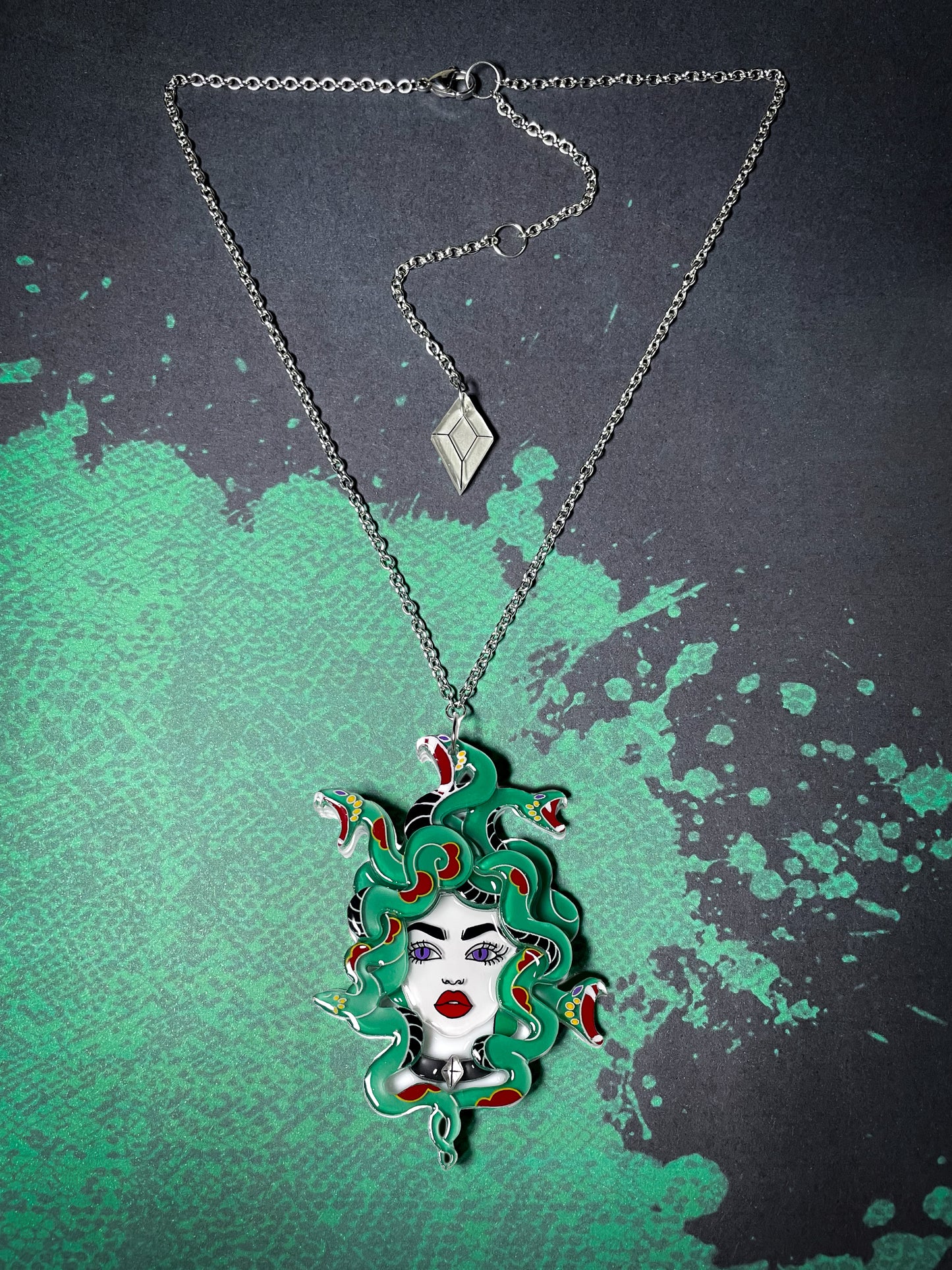 Medusa Necklace (Green Snakes)