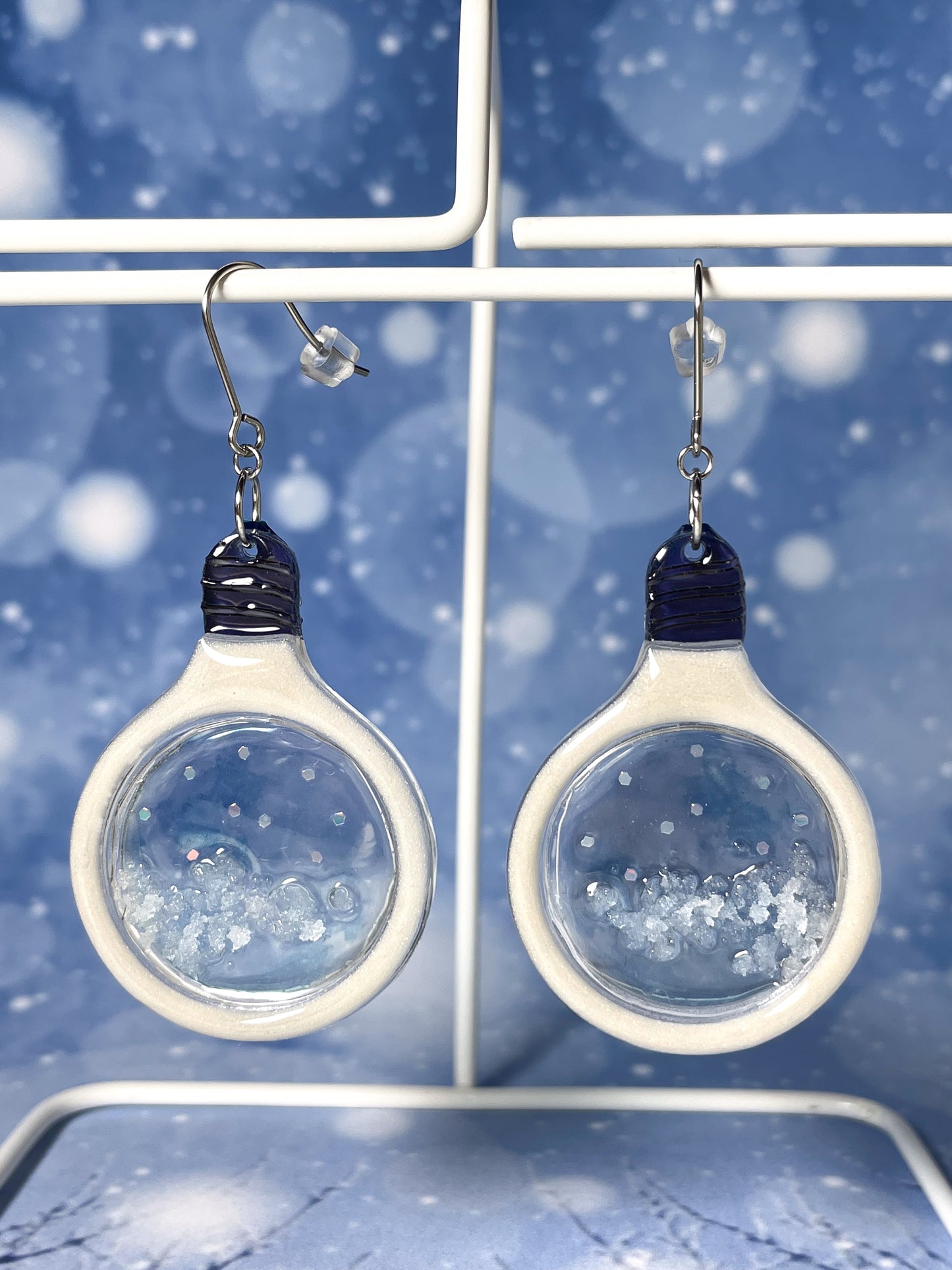 Snow Light Bulb Drop Earrings