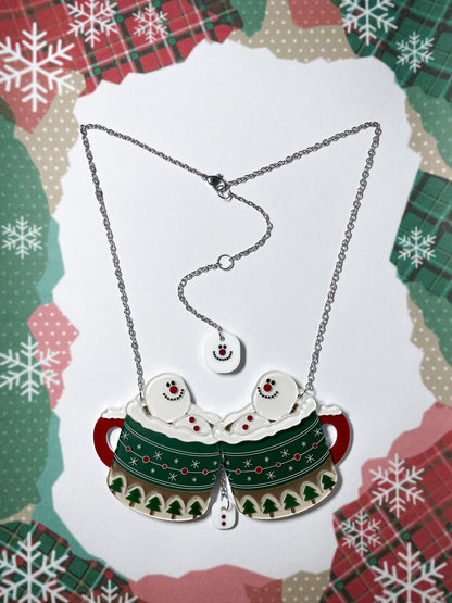 Marshmallow Snowman Hot Chocolate Necklace