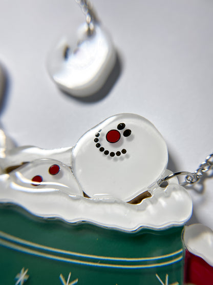 Marshmallow Snowman Hot Chocolate Necklace