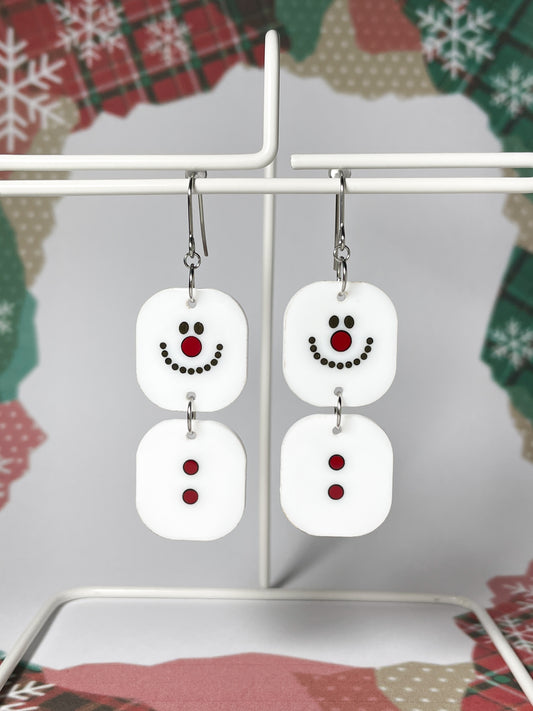 Marshmallow Snowman Hot Chocolate Drop Earrings