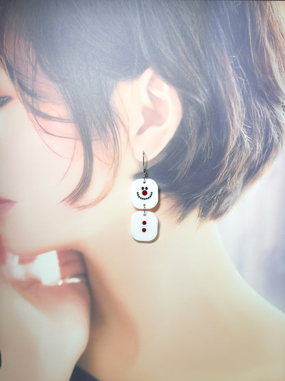 Marshmallow Snowman Hot Chocolate Drop Earrings