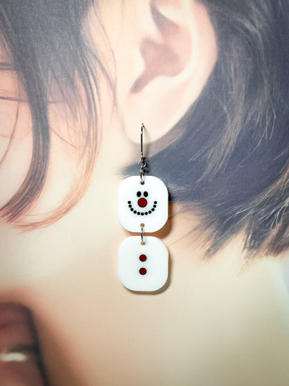 Marshmallow Snowman Hot Chocolate Drop Earrings