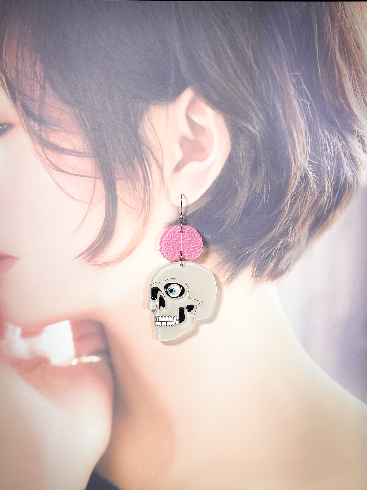 Brain Skull Drop Earrings