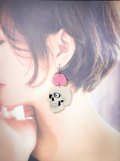 Brain Skull Drop Earrings