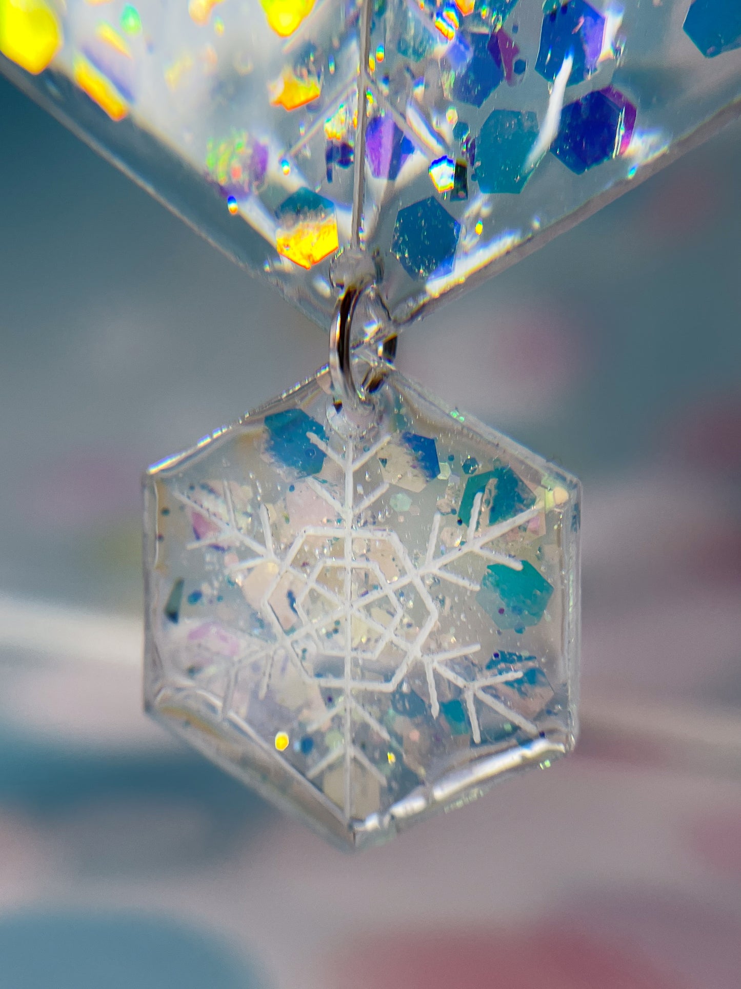 Snowflake drop earrings
