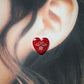 Kissing birds stud earrings (Dark red)