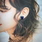 Kissing birds stud earrings (Navy blue)