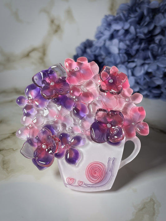 Hydrangea brooch (Pinkish-purple)