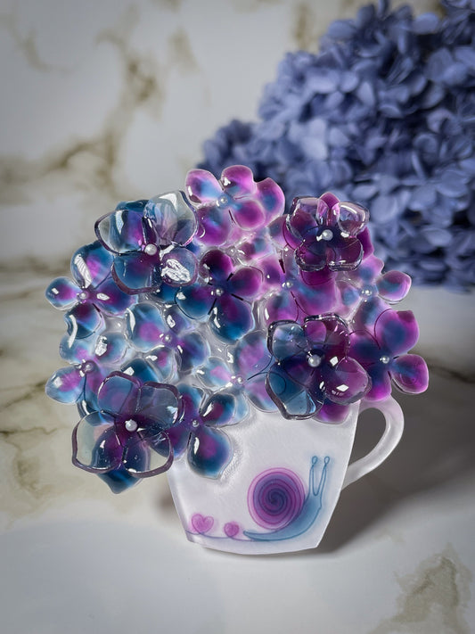 Hydrangea brooch (Bluish-purple)