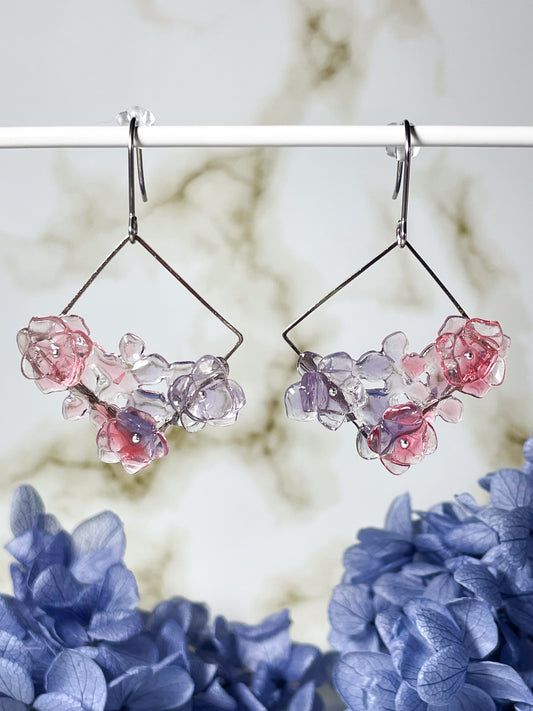 Hydrangea earrings (Pinkish-purple)